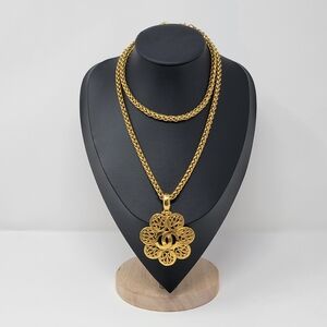 CHANEL Coco Mark 95A 24k Gold Plated  Necklace
